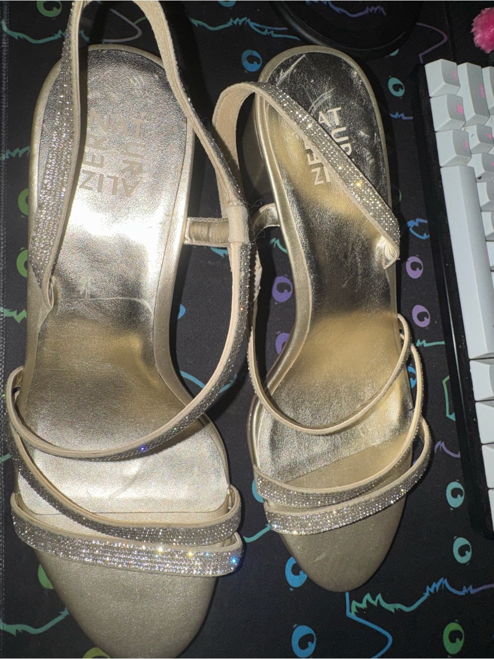 Gold Strappy Rhinestone Women’s Sandals - (Gold) Vanessa Naturalizer 10W